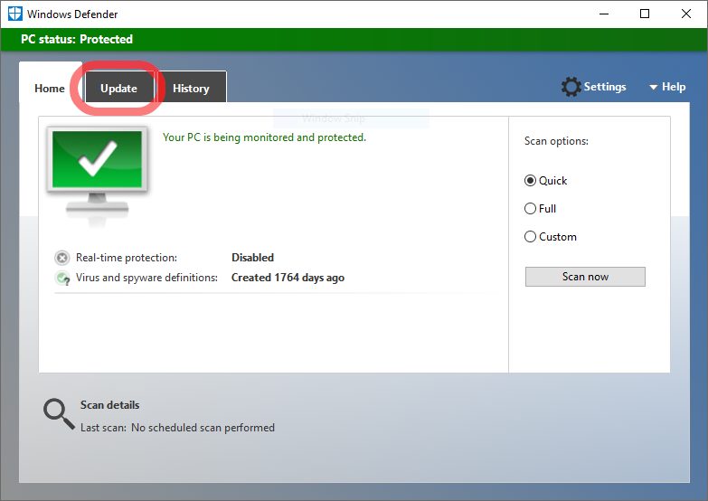 Windows Defender aktualisieren und Scan durchführen 4:
