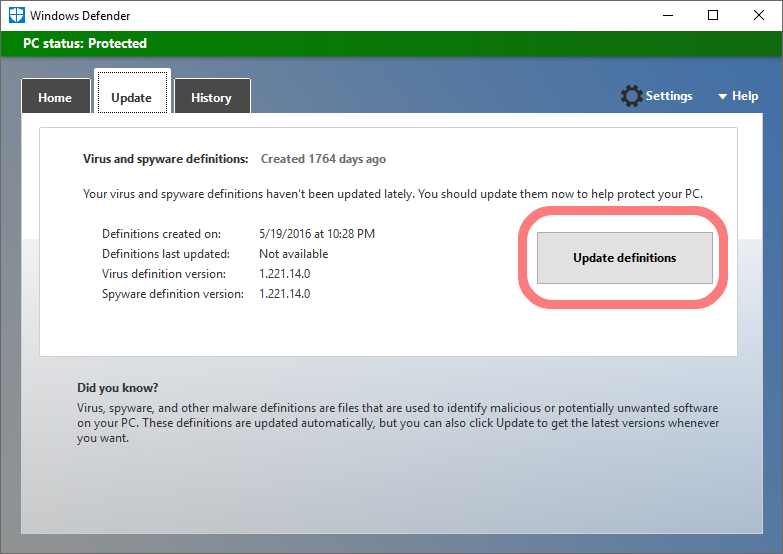 Windows Defender aktualisieren und Scan durchführen 5: