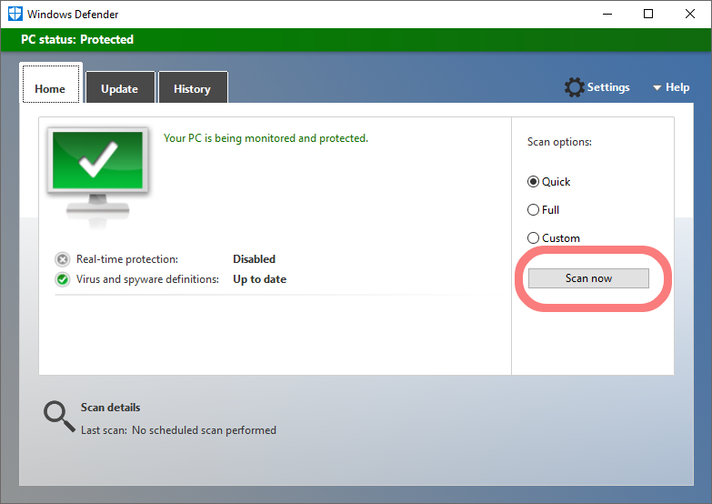 Windows Defender aktualisieren und Scan durchführen 9: