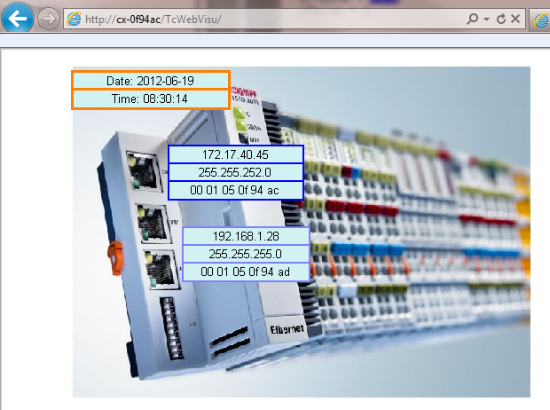Beispiel zu Web-Visualisierung, IP-Adresse und Feldbus-LEDs 2: